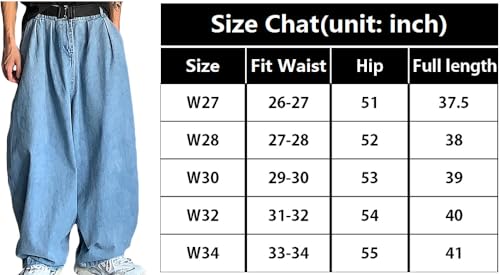 Nutirangee Men's Loose Fit Baggy Jeans Casual Streetwear Wide Leg Hip Hop Oversized Denim Pants