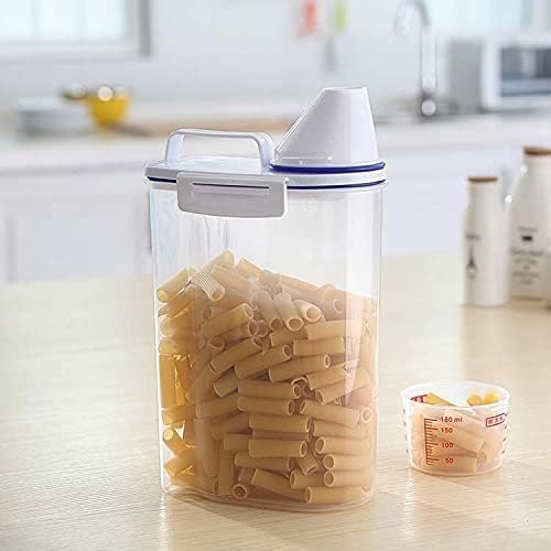 4pcs Cereal & Dry Food Storage Containers with Measuring Cup, Airtight Plastic Kitchen Storage Organizer, Clear Food Storage Box for Flour, Sugar, Rice | BPA Free Container with Locking Lids