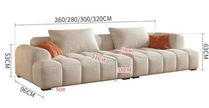 Cheese cube cream style fabric sofa living room sofa living room bedroom simple sofa (96 x 200 cm, OFF-WHITE)