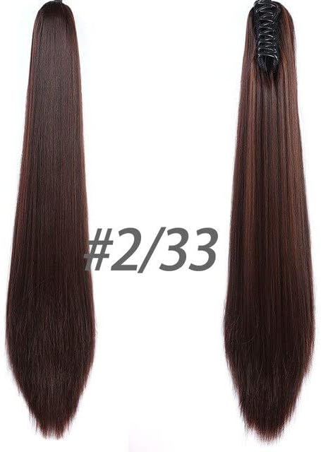 Synthetic Long Straight Claw Ponytail Wigs Clip In AH Tail Hair Ponytail (CURLY, 1B)