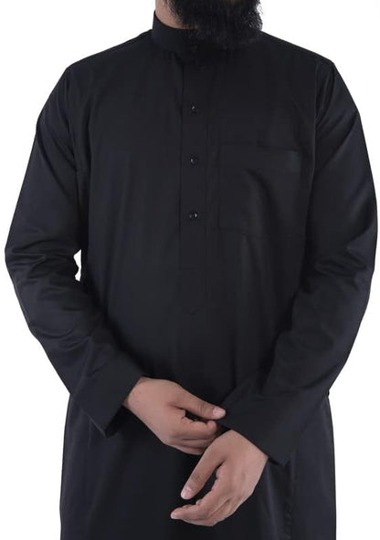 Standard Saudi Style Black Thobe | Jubbah - Mens Islamic Clothing