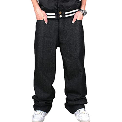 SMIOPDES Men's Baggy Jeans Loose Fit Hip Hop Pants - Classic Straight Skateboard Denim Jeans