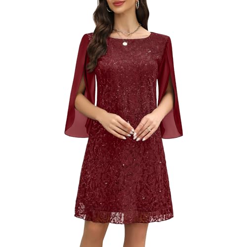 Wedding Guest Dresses for Women,Cocktail Dress,Dresses for Weddings as a Guest, Lace Chiffon Evening Dress