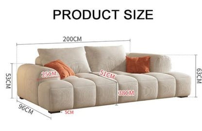 Cheese cube cream style fabric sofa living room sofa living room bedroom simple sofa (96 x 200 cm, OFF-WHITE)