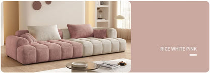 Cheese cube cream style fabric sofa living room sofa living room bedroom simple sofa (96 x 200 cm, OFF-WHITE)