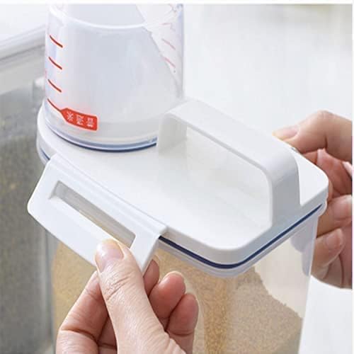 4pcs Cereal & Dry Food Storage Containers with Measuring Cup, Airtight Plastic Kitchen Storage Organizer, Clear Food Storage Box for Flour, Sugar, Rice | BPA Free Container with Locking Lids