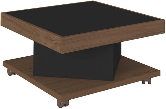 Artely Saara Coffee Table, Walnut Brown with Black - W 63 cm x D 63 cm x H 33.5 cm