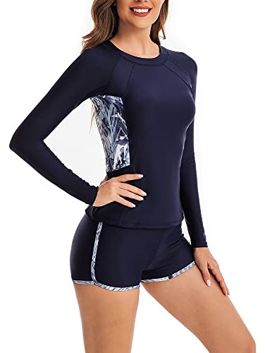 CCAKXCJJ Womens Two Piece Rash Guard Long Sleeve Swimsuit UV UPF 50+ Zipper Athletic Swimwear Sports Surfing Bathing Suit