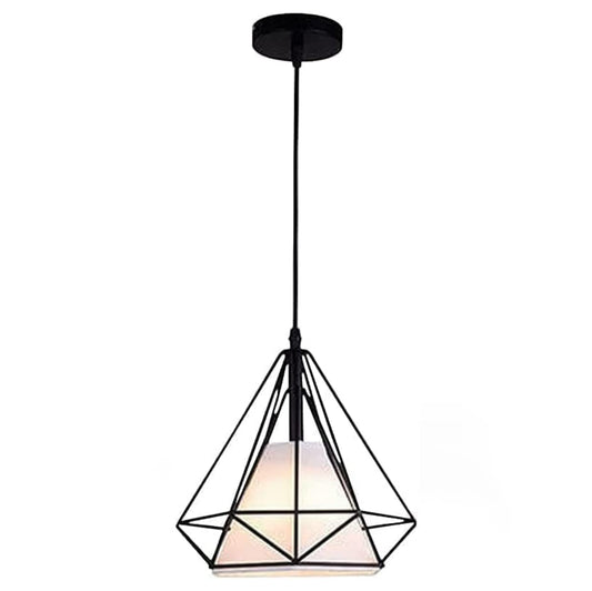 HUA QIANG WANG 1-Light Industrial Pendant Light Fixture Modern Black Farmhouse Hanging Lamp Adjustable Height Diamond Shape Ceiling Light for Kitchen Island Dining Room Living Room Bedroom (250mm)