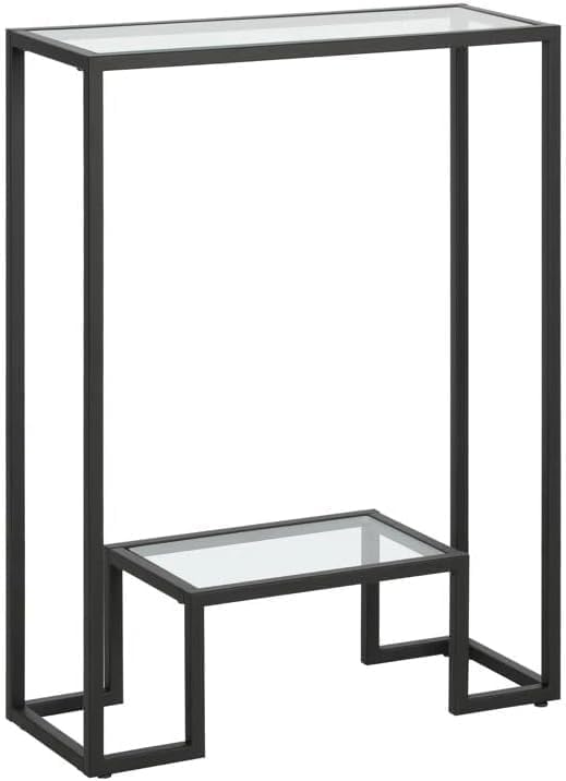 LINGWEI Modern Console Table with Glass Shelves & 1.3cm Thick Metal Frame - Pre-Assembled 3-Tier Entryway Table for Living Room, Hallway, or Sofa Side (Style-3)