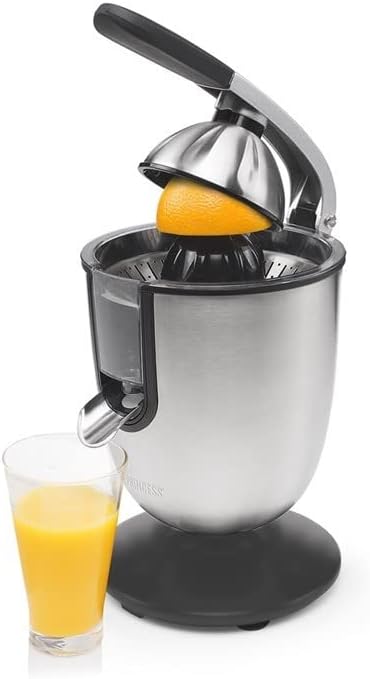 Princess Citrus Juicer Champion, 160 W, Professional Orange and Lemon Squeezer, Stainless Steel, Lever arm, Universal Cone for All Citrus Fruit, Non-drip system (exclusive)