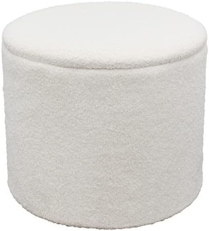 Danube Home Wanda Fabric Storage Ottoman| Pouf Storage Box | Modern Furniture For Living Room L 48 x W 48 x H 40 cm - White