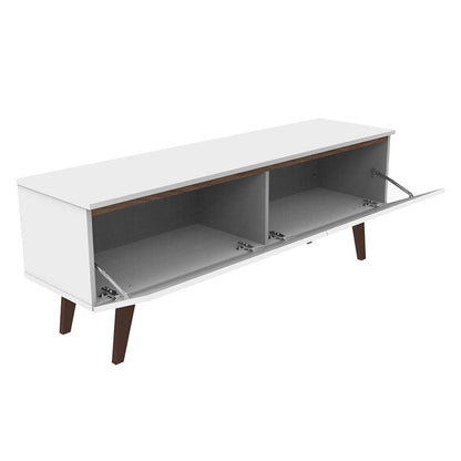 MADESA TV Stand with 2 Doors, for TVs up to 55 Inches, Wood, 136 W x 50 H x 36 D Cm – White