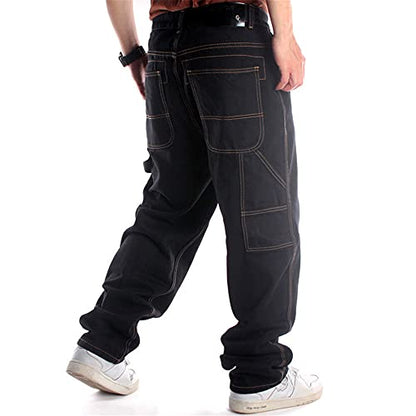 LUOBANIU Men's Vintage Hip Hop Style Baggy Jeans Denim Loose Fit Dance Skateboard Pants