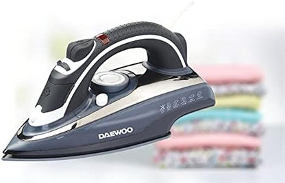 Daewoo 2200W Steam Iron With Ceramic Soleplate, Anti-Drip, Anti-Calc, Auto Shut-Off, Self Clean, Spray & Steam Function Korean Technology DSI2020G Grey - 2 Years Warranty