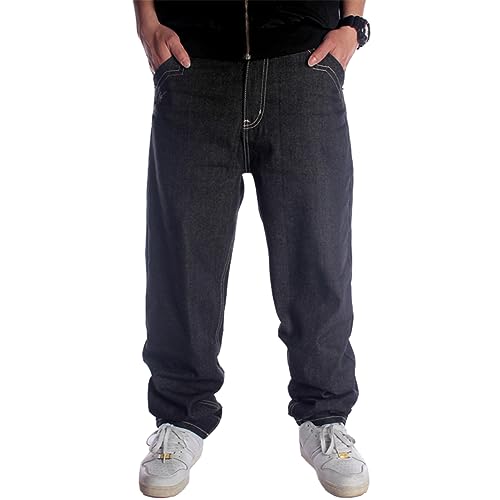 Ruiatoo Men's Classic Baggy Jeans Daily Loose Denim Jeans Hip Hop Dance Jogging Long Casual Pants