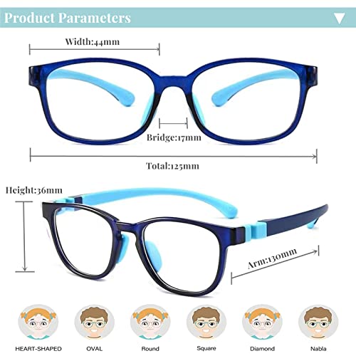 Vbeijll Kids Blue Light Glasses, Anti Glare Eyestrain UV, TV Phone Children Silicone Safety Eyewear for Boys Girls Age 3-12