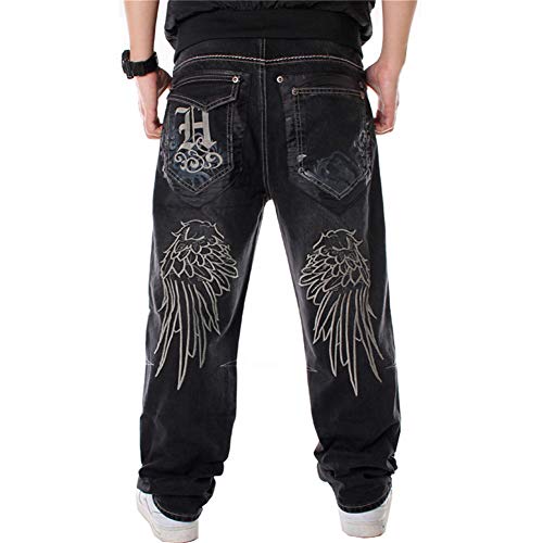 LUOBANIU Men's Vintage Hip Hop Style Baggy Jeans Denim Loose Fit Dance Skateboard Pants