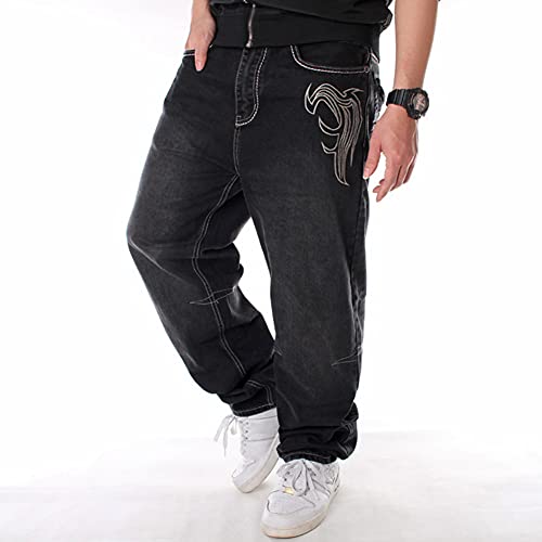 Ruiatoo Men's Classic Baggy Jeans Daily Loose Denim Jeans Hip Hop Dance Jogging Long Casual Pants