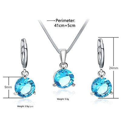 Jewelry Set Heart Pendant Necklace and Earrings Set Cubic Zirconia Jewellery for Women