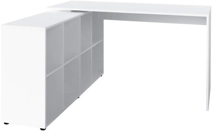 Artany Nero Corner Desk, White, L Shaped, 8 Storage Organizing Shelves - W 140 X D 130 X H 75 cm