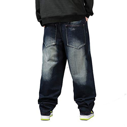 LUOBANIU Men's Vintage Hip Hop Style Baggy Jeans Denim Loose Fit Dance Skateboard Pants