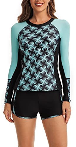 CCAKXCJJ Womens Two Piece Rash Guard Long Sleeve Swimsuit UV UPF 50+ Zipper Athletic Swimwear Sports Surfing Bathing Suit