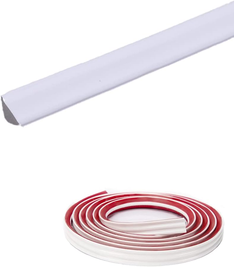 PVC Quadrant Trim,Skirting Board,Moulding Trim,Plastic Wall Corner Decoration Edging Strip Self Adhesive,Caulk Strip,Laminate Beading Anti-Mold Skirting Board,(5 Meters Long,27mm*20mm)