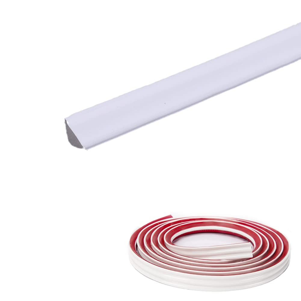 PVC Quadrant Trim,Skirting Board,Moulding Trim,Plastic Wall Corner Decoration Edging Strip Self Adhesive,Caulk Strip,Laminate Beading Anti-Mold Skirting Board,(5 Meters Long,27mm*20mm)