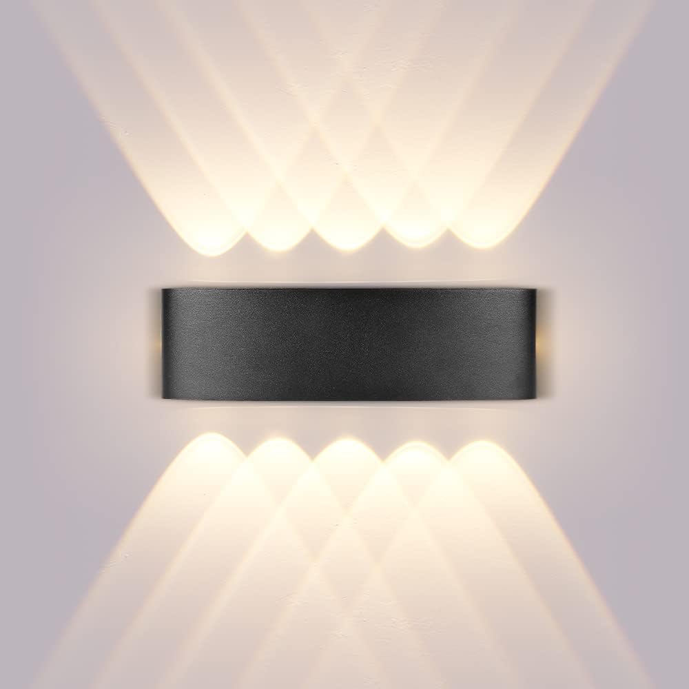 CANMEIJIA Up and Down Lights Outdoor,3000K 10W IP65 Waterproof Up and Down Wall Lights Black Outdoor Wall Lights,LED Wall Light Bathroom Wall Light Aluminium for Garden,Bedroom,Hallway,Stairs