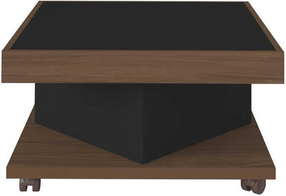 Artely Saara Coffee Table, Walnut Brown with Black - W 63 cm x D 63 cm x H 33.5 cm