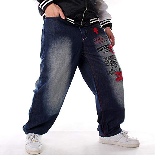 LUOBANIU Men's Vintage Hip Hop Style Baggy Jeans Denim Loose Fit Dance Skateboard Pants