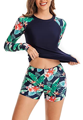 CCAKXCJJ Womens Two Piece Rash Guard Long Sleeve Swimsuit UV UPF 50+ Zipper Athletic Swimwear Sports Surfing Bathing Suit