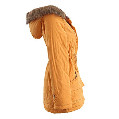 Yudesundo Down Padded Jackets for Women - Parka Winter Wear Overcoat Warm Waist Slim Fit Full Zipped Casual Faux Fur Lined Long Jackets