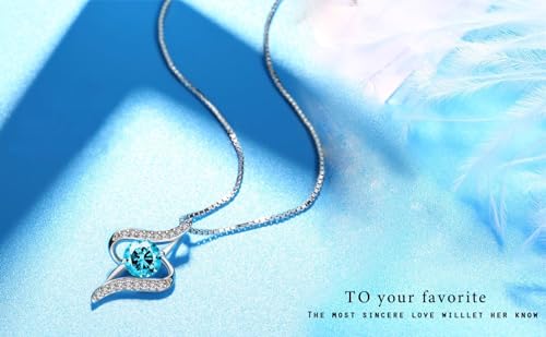 925 Sterling Silver Pendent Necklace With blue Zirconia in the middle jewelerry jewellery for women girls and lovers as a Gift with gift box fashion women jewelry necklace