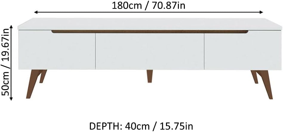 MADESA TV Stand with 2 Doors 1 Drawer, for TVs up to 75 Inches, Wood, 180 W x 40 D x 50 W Cm – White