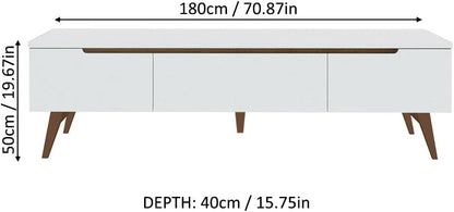 MADESA TV Stand with 2 Doors 1 Drawer, for TVs up to 75 Inches, Wood, 180 W x 40 D x 50 W Cm – White