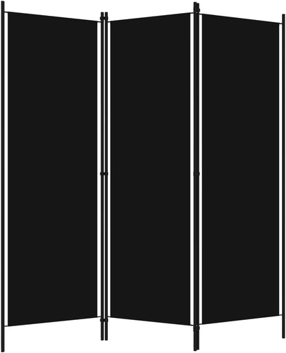 vidaXL 3-Panel Room Divider Folding Panel Screen Movable Partition Privacy Separator Wall Furniture Indoor Bedroom Office Black 150x180 cm