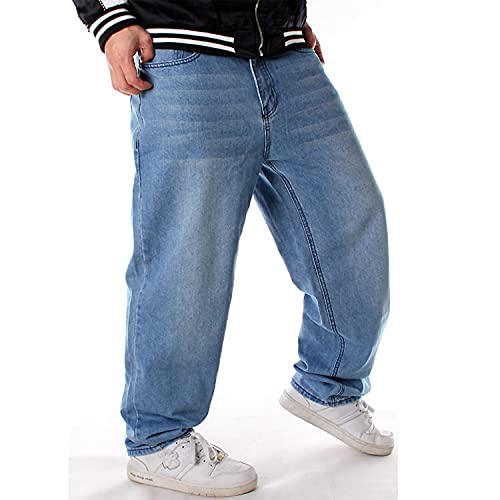 EnllerviiD Men's Relaxed Fit Classic Jeans - Loose Fashion Baggy Comfort Plain Hip Hop Denim Pants