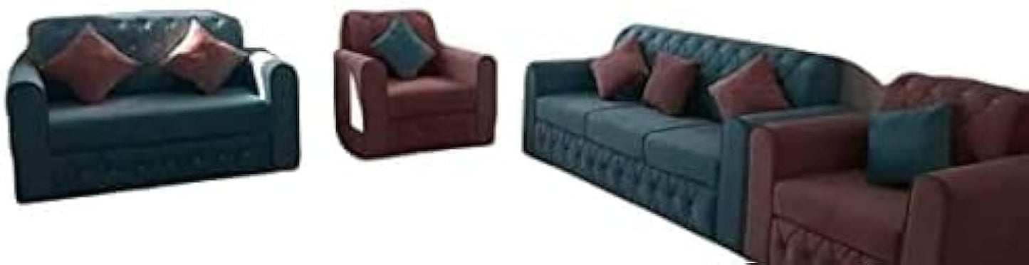 MB_ FURNITURE 4 Piece Sectional Soft Plush Velvet Sofa Couch Set with Cushion, Blue/Maroon