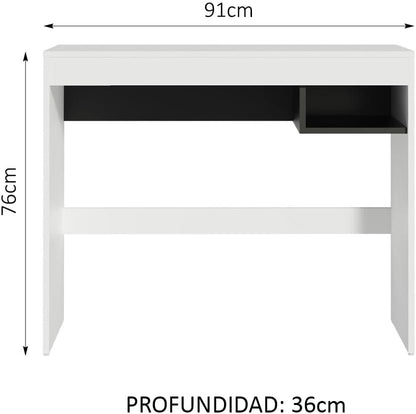 MADESA Compact Home Office Computer Desk, Small Study Writing Table, Workstation, 91 W x 76 H x 36 D Cm - White