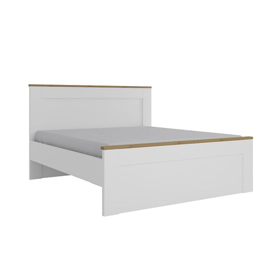 Danube Home Pera 180X200 King Bed| Sturdy Modern Design Wooden Double Bed Frame Furniture| Quiet & Comfortable BedsL 214.8 x W 187.7 x H 120 cm - White/Light Oak