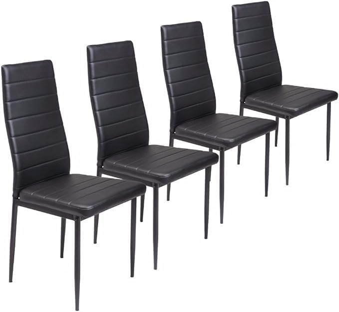 Stunning Modern Leather Dining Chairs - Set of 4, Elegant Design for Kitchen, Dining Room, Office - Comfortable Seating, Easy to Assemble dining chairs set of 4