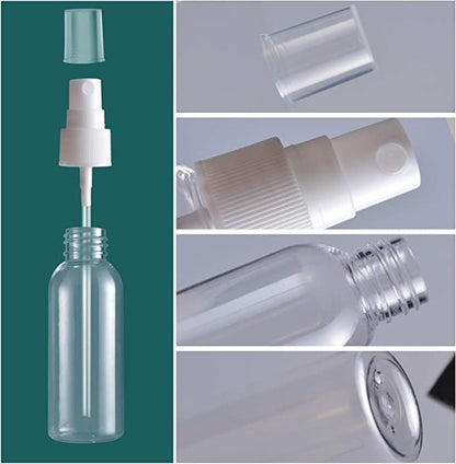 ECVV Plastic Spray Bottles,Plastic Spray Clear Empty Fine Mist Plastic Mini Travel Bottle Set Bottles Refillable Liquid Containers 100ml (3.4oz) (12PACK)
