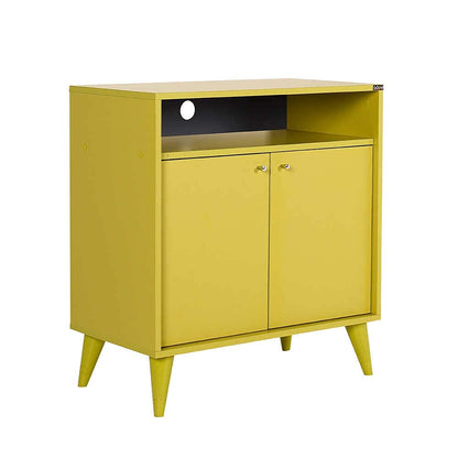 Adore Furniture London 2 Doors Decorative Multi-Purpose Cabinet, 73 cm Width x 79 cm Height x 42 cm Depth, Yellow