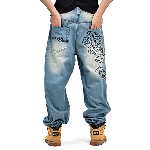 LUOBANIU Men's Vintage Hip Hop Style Baggy Jeans Denim Loose Fit Dance Skateboard Pants