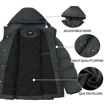 Pioneer Camp Men'S Winter Coats Warm Thicken Jacket Hooded Insulated Puffer Jackets Cotton Water Resistant Coat