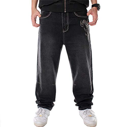 LUOBANIU Men's Vintage Hip Hop Style Baggy Jeans Denim Loose Fit Dance Skateboard Pants