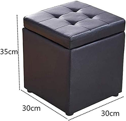 Nubeats Foot Stool Rest Ottoman Storage Boxes Rectangle Stools Chair Living Room Bedroom Vintage Seat Stool Pouffe Chair (Black-70 * 30 * 35cm, Rectangle)