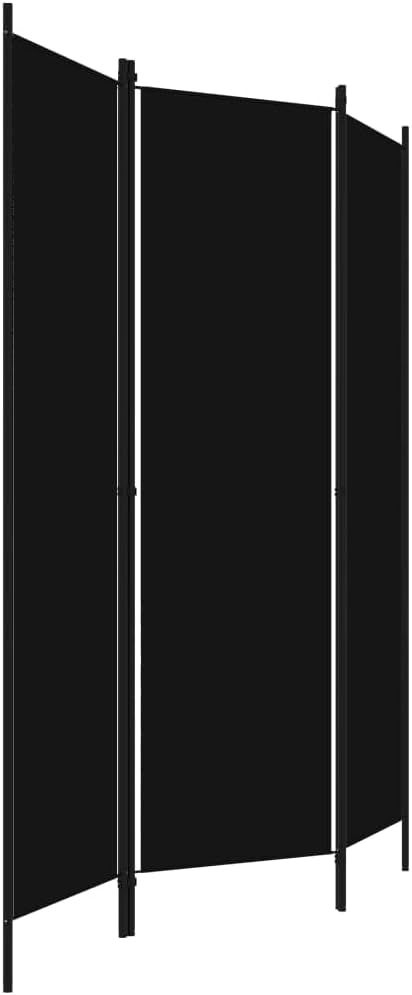 vidaXL 3-Panel Room Divider Folding Panel Screen Movable Partition Privacy Separator Wall Furniture Indoor Bedroom Office Black 150x180 cm